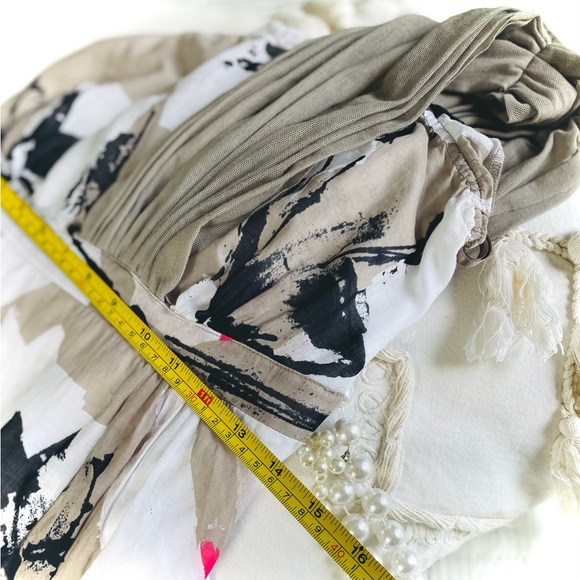 D. EXTERIOR | S | Abstract Italian Cotton Strapless One Shoulder Pink Grey Dress - Picture 7 of 11